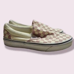 Pink checkered slip on vans